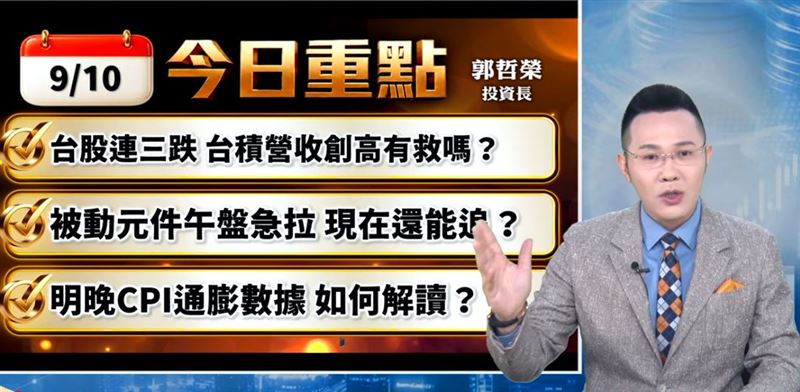 郭哲榮指出,雖然大盤震盪,但好的股票會自己說話。今日午盤過後被動元件族群強勢上演急拉戲碼,整個被動元件族群攻擊訊號十分明確。(圖/翻攝自YouTube)