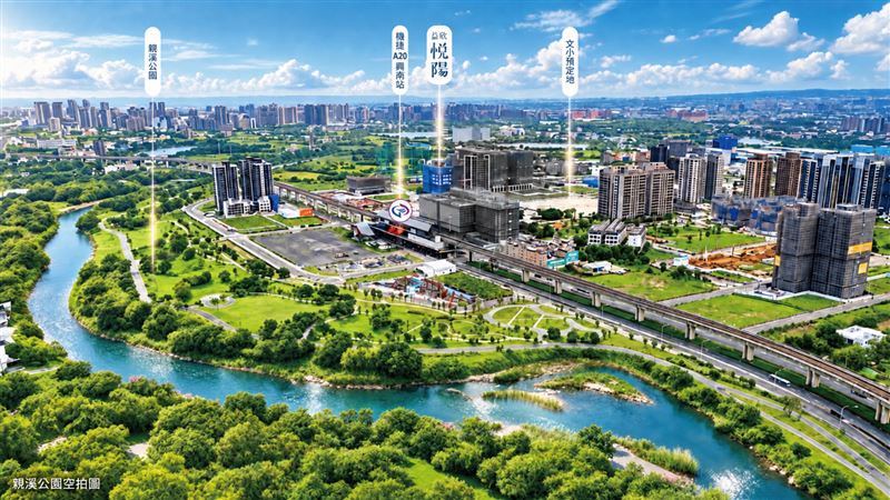 散步大約400公尺就到親溪公園,享受單車道與生態埤塘,綠意增添生活質感。(圖/業者提供)
