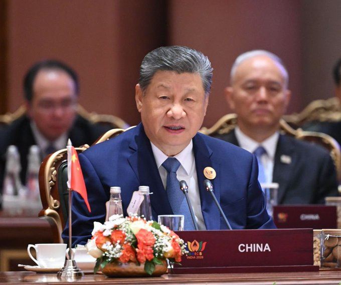中國國家主席習近平在新德里出席金磚國家領導人會議，發表《共擔時代責任 勇做先鋒力量》的重要講話。（圖／翻攝自X平台 @CNS1952）