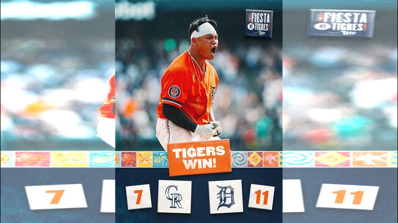老虎以11:7逆轉洛磯。(圖/翻攝自X平台 @tigers)