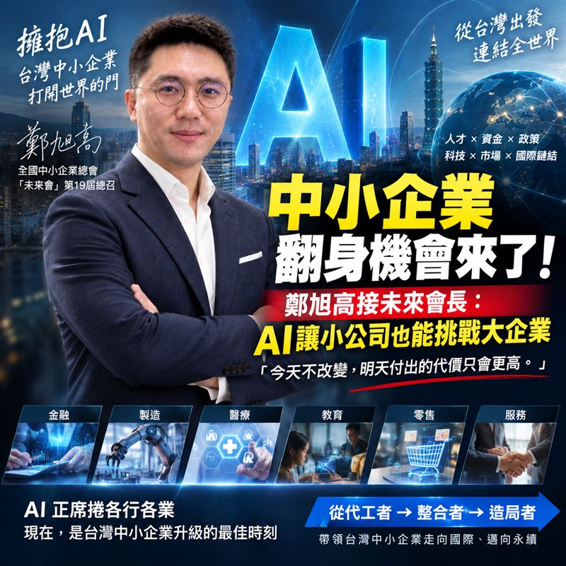 AI海嘯真的來了!鄭旭高接掌《未來會》警告:今天不改變明天代價更高。(圖/鄭旭高提供、ChatGPT製作)