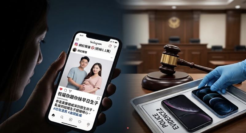 不爽曖昧男娶別人,女網紅造謠「約砲渣男+亂倫生子」,遭判刑6個月。(圖/AI製圖)