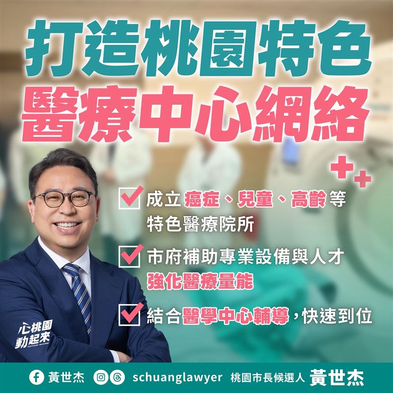 有感城鄉醫療落差,黃世杰提三大醫療政策、布局桃園第二座醫學中心