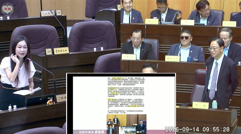 民進黨籍桃園市議員黃瓊慧今(14日)在質詢時,向市長張善政「告狀」。(圖/翻攝自桃園市議會網站)