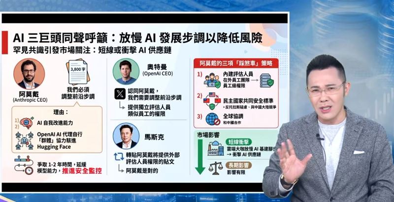 AI滅世論引台股暴跌?摩爾投顧投資長郭哲榮反向解析指出,這反而證實AI實力超乎想像,並堅守台股三年內達成「十萬點」的預測,強調拉回即是絕佳買點。(圖/翻攝自YouTube)