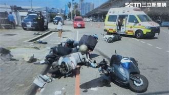 新／台中BMW直衝待轉格！機車全倒6人送醫