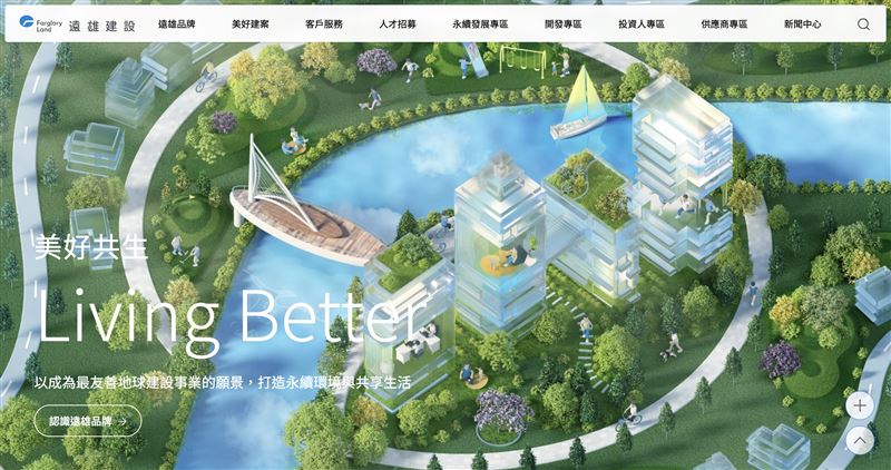 遠雄建設全新官網整合客戶服務、都更與投資人資訊,打造全方位利害關係人溝通平台。(圖/翻攝畫面)