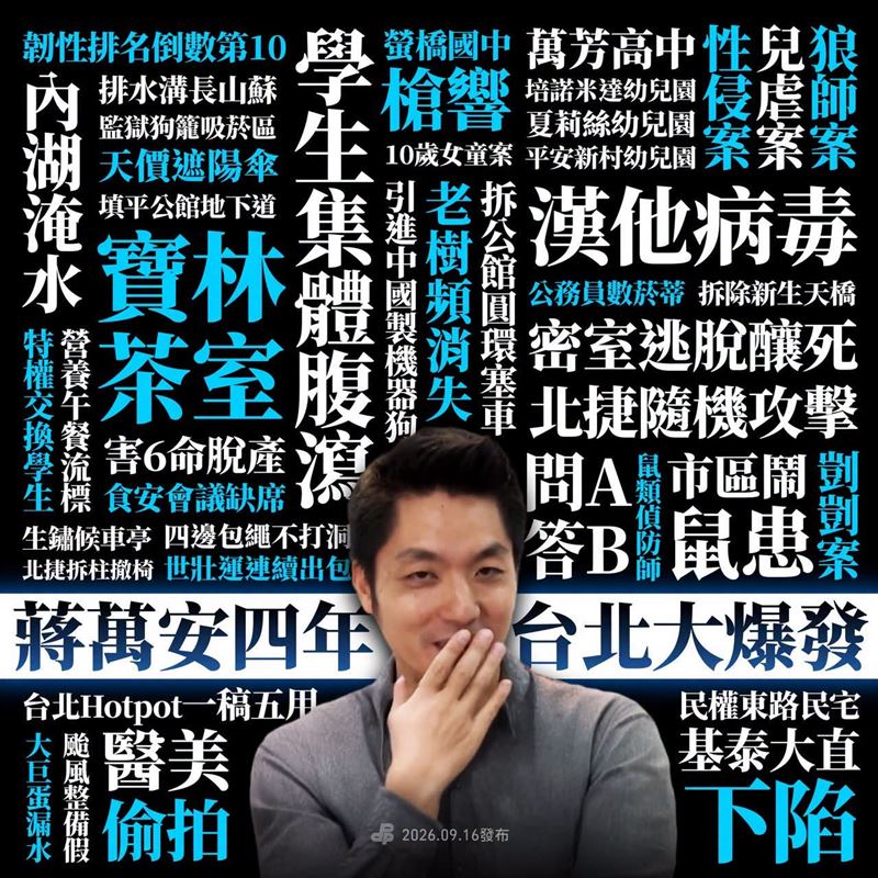 列蔣萬安執政「政績」民進黨酸爆:還有什麼「德政」是漏講的嗎?(圖/翻攝自民進黨臉書)