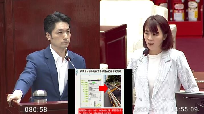 台北市被質疑頻頻砍樹,台北市長蔣萬安在市政總質詢澄清原因包括,病蟲害、天災、自然死亡、工程進行(圖/翻攝畫面)
