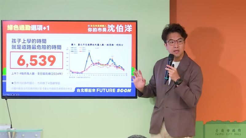 民進黨台北市長參選人沈伯洋舉行交通政策記者會(圖/翻攝畫面)