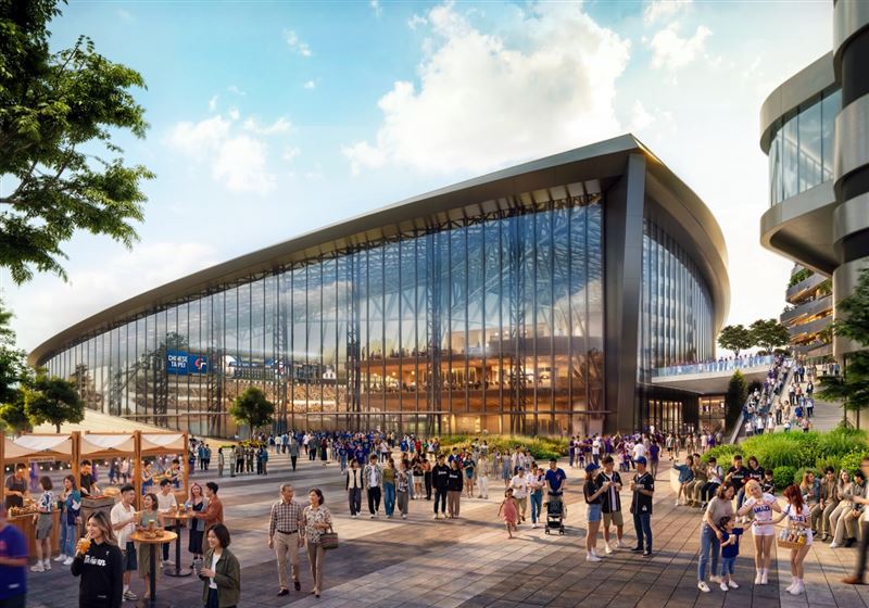 台中超巨蛋將結合商業、休閒機能,打造複合型運動產業園區。圖為外觀模擬。(圖/台中市政府提供)