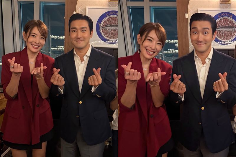 賈永婕今(16)日曬出兩張與韓國男團SUPER JUNIOR成員崔始源的合照(圖/翻攝自臉書@賈永婕的跑跳人生)