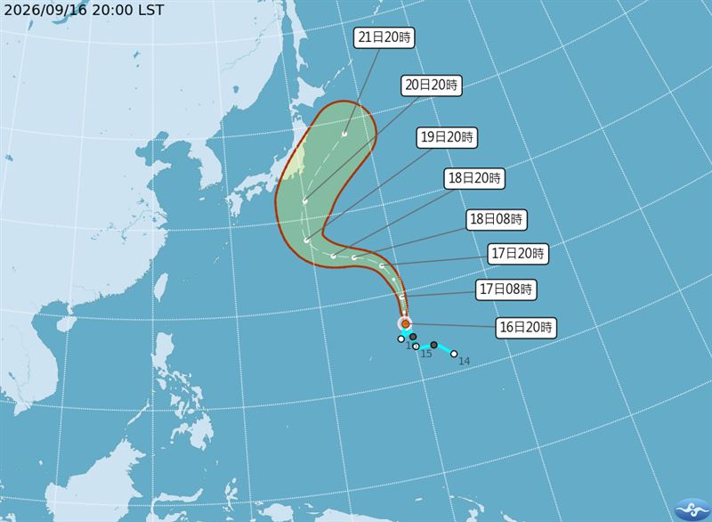 氣象署發布,輕颱杜鵑已於晚間20時生成。(圖/翻攝自氣象署)