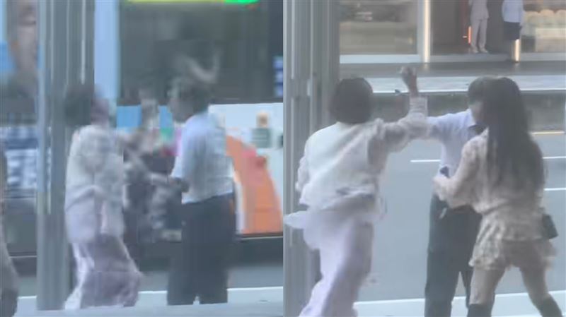 北捷市府站外1男vs3女！司機眼鏡噴飛倒地
