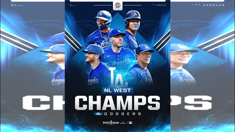 道奇奪下近14年第13座分區冠軍。(圖/翻攝自X平台 @MLB)