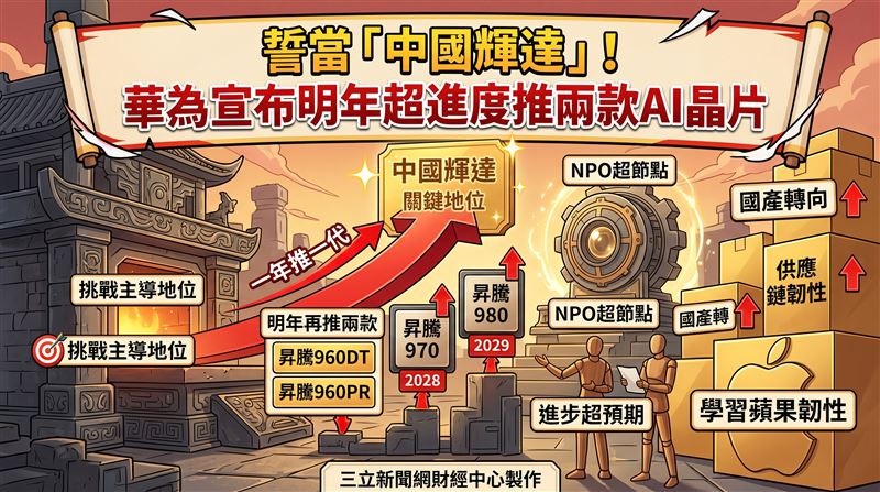 華為明年推兩款AI晶片　目標成為中國輝達