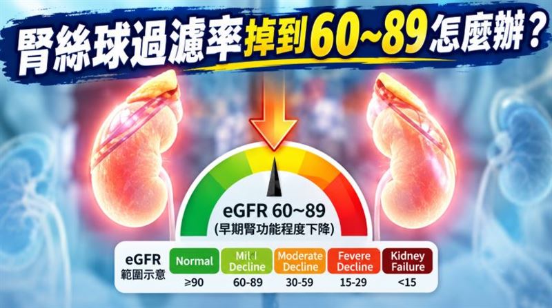 腎絲球過濾率掉到60~89怎麼辦？醫揭關鍵