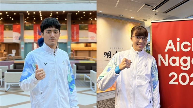 愛知・名古屋亞運,台灣代表團的女子掌旗官是拳擊選手黃筱雯,男子掌旗官是散打選手張煥宜。(組合圖/中華奧會提供)