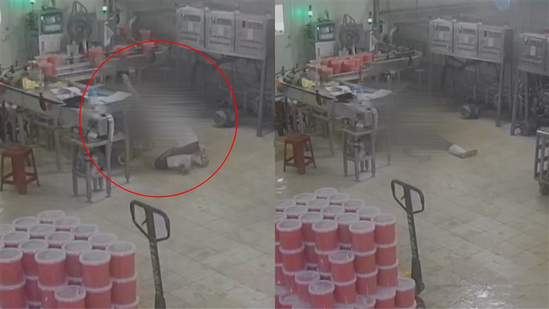 一名男子才走向機台沒幾步路,無預警癱軟,隨後跪趴、臉貼地面身亡。(圖/翻攝自Threads)