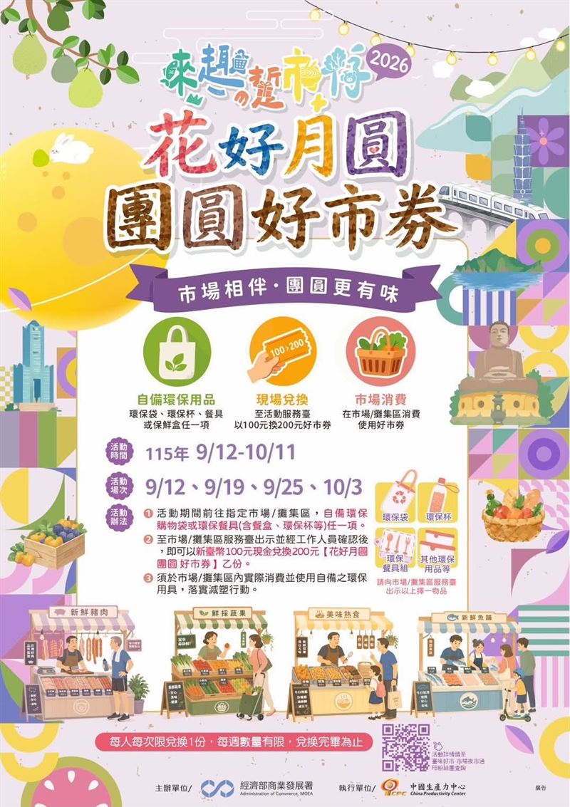 經濟部9月連續四週推出「花好月圓-團圓好市券」活動。(圖/經濟部)