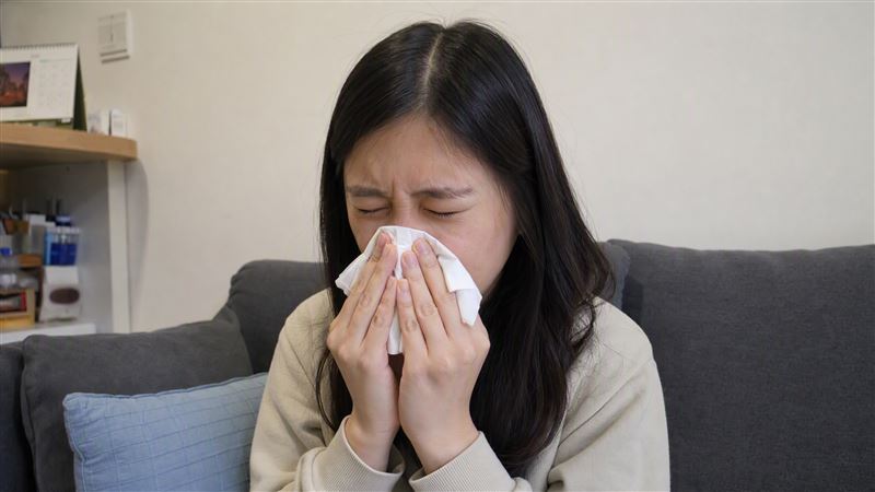 流感、新冠進入流行期,鼻水流不停怎麼擤?胸腔暨重症醫師黃軒提醒,別兩側鼻孔同時猛擤,先用生理食鹽水軟化鼻涕,再單側輕輕擤出。(示意圖/AI製圖)