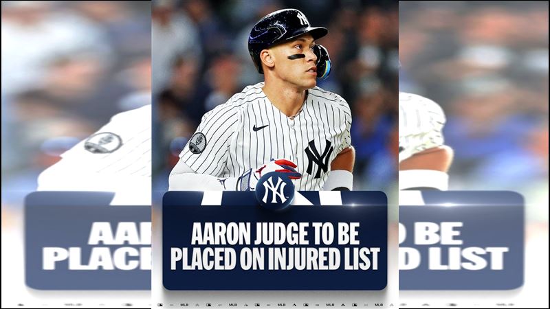 紐約洋基隊陣中球星賈吉(Aaron Judge)因右小腿拉傷,再度進入傷兵名單。(圖/翻攝自X平台 @MLB)