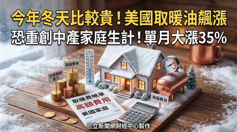 專家表示,對於中產階級來說,現在的取暖油價格會嚴重影響冬季開支。(圖/三立新聞網財經中心莊佳芳AI製圖)
