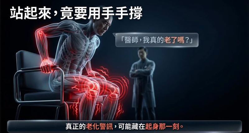 真正的老化警訊,可能藏在起身那一刻:「站起來,竟要用手手撐」。(圖/翻攝自黃軒醫師 Dr. Ooi Hean臉書)