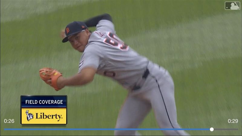 李灝宇撲接美技抓下出局數。(圖/翻攝自MLB官網)
