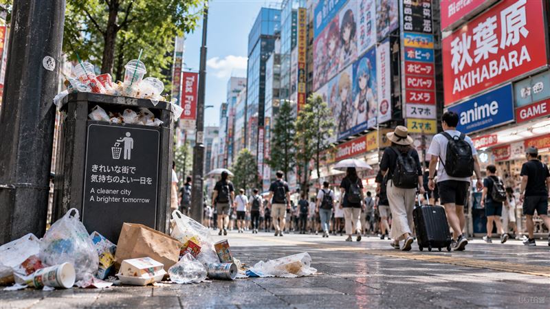 東京亂丟垃圾研擬開罰。(圖/AI生成)