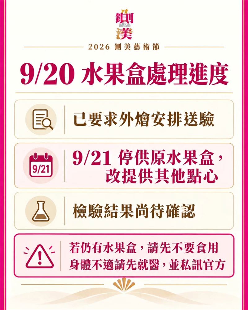 主辦方在臉書發出公告。(圖/2026台南文藝負心運動之鍘美藝術節臉書)