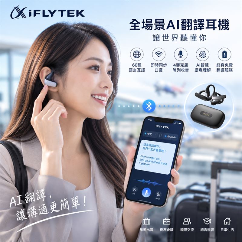 AI智能即時翻譯、會議紀錄、跨國溝通一次搞定,打造真正「戴著走的翻譯官」。(圖/業者提供)