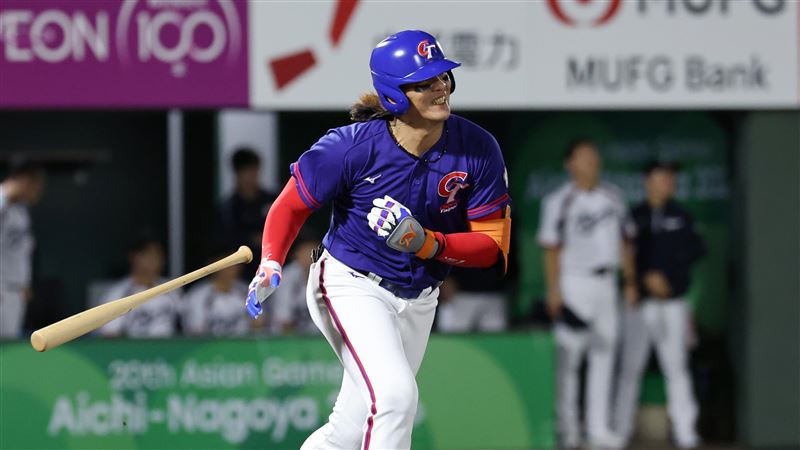 愛知-名古屋亞運棒球項目,台灣隊指定打擊陳敏賜選到保送。(圖/中華奧會提供)