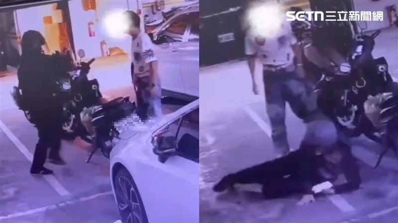 一名25歲魏姓女子17日清晨準備騎車上班時,遭67歲賴姓男鄰居攔截毆打。(圖/翻攝畫面)