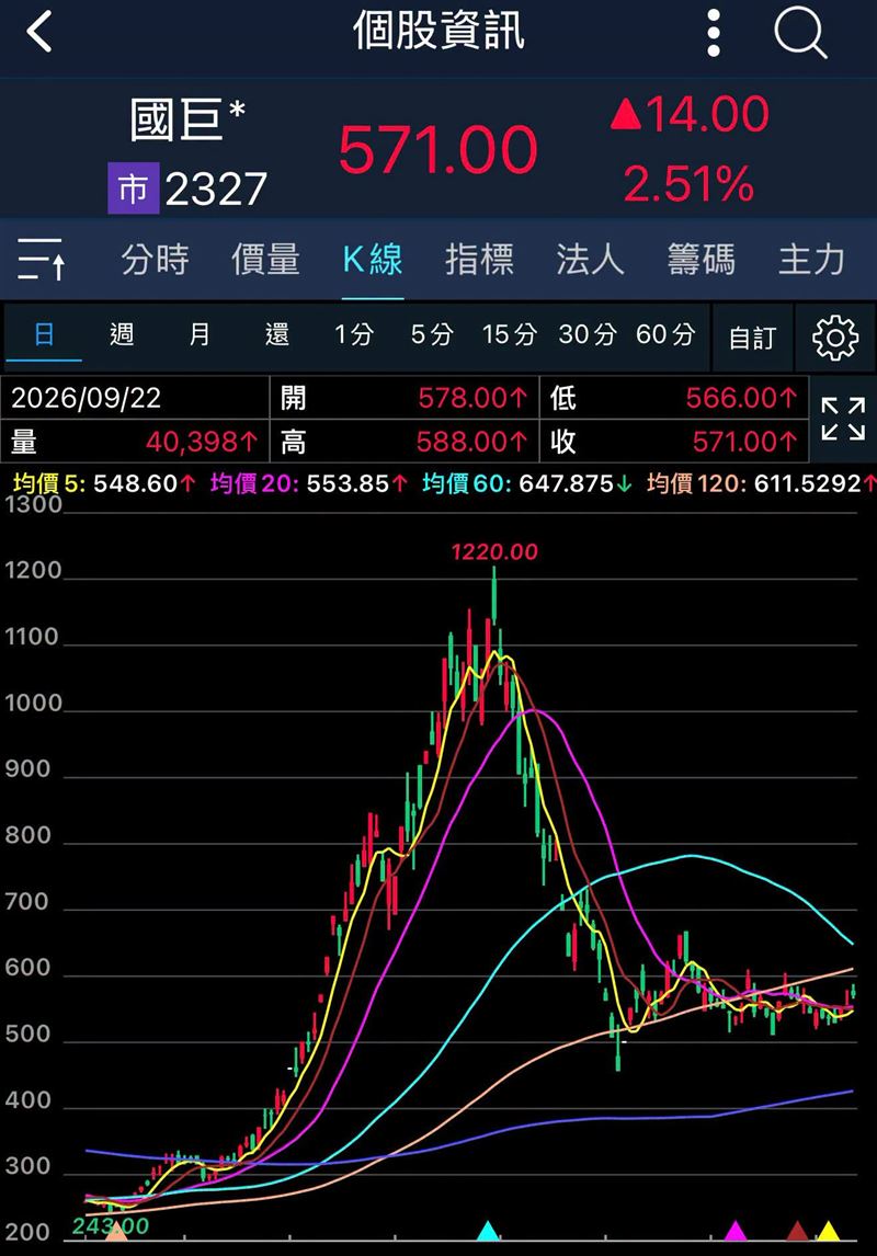 國巨走勢圖。(圖/葉育碩臉書)