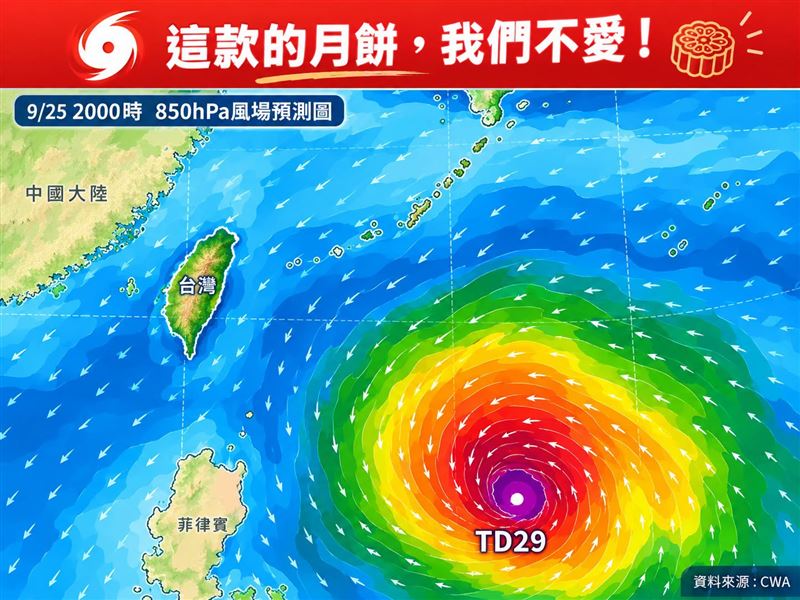 氣象專家林得恩表示,熱帶性低氣壓TD29,最快今升格為舒力基颱風。(圖/翻攝自「林老師氣象站」臉書)