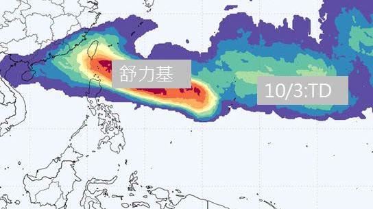 颱風侵台機率預測圖。(圖/翻攝自賈新興臉書)