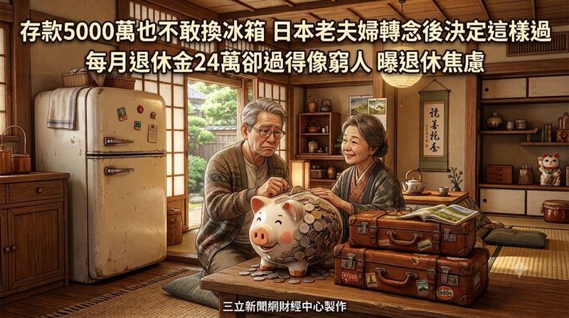 日本老夫婦存款五千萬不敢花,精算財務告別焦慮,重啟精彩退休生活。(圖/三立新聞網財經中心蕭榕AI製圖)