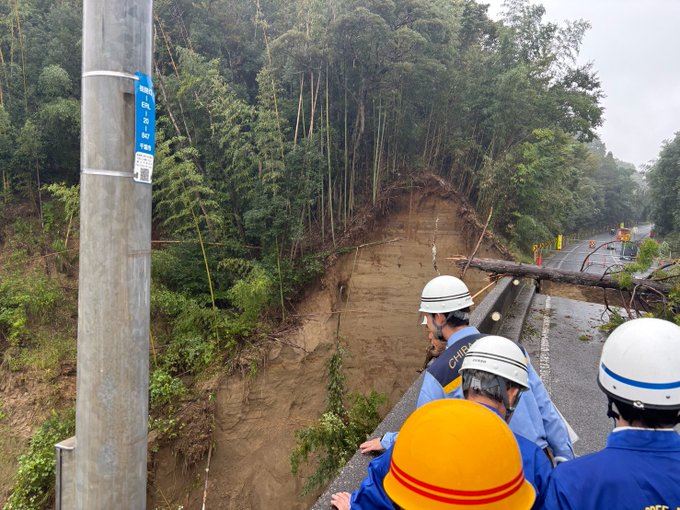 颱風「杜鵑」重創日本關東地區,引發淹水、土石流等災情。(圖/翻攝自X平台 @kumagai_chiba)