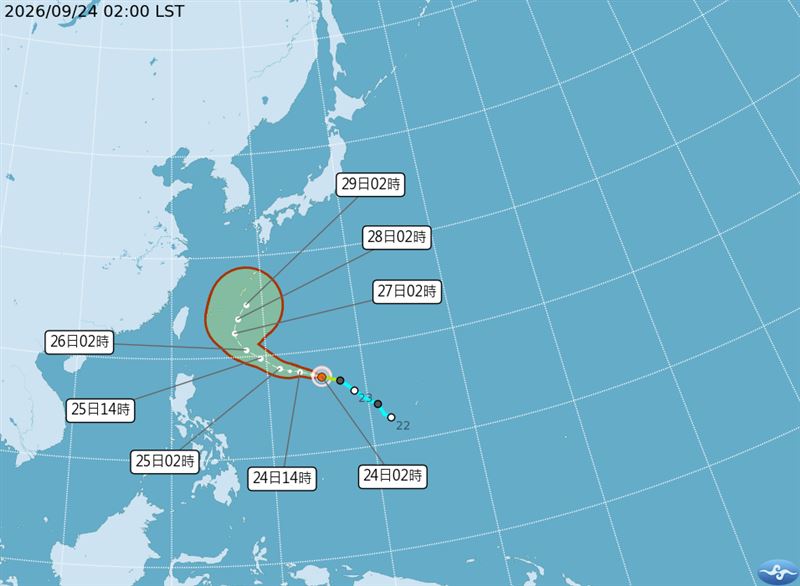 舒力基生成,氣象署路徑預測。(圖/翻攝自中央氣象署)