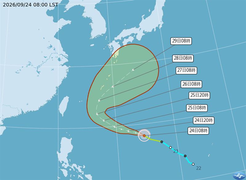 舒力基颱風路徑將北轉。(圖/氣象署)