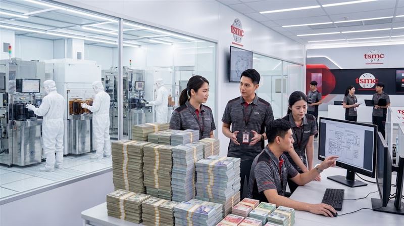 台積電碩士畢業生入職底薪約 6.39 萬元,只要在公司服務滿兩年以上,工程師的年薪普遍能達到 200 萬元起跳。(圖/AI生成圖)