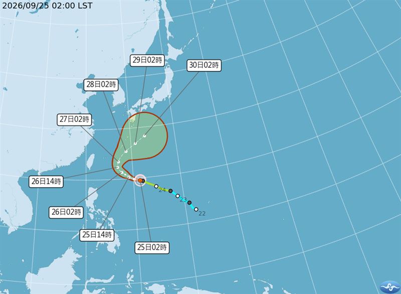 舒力基最新路徑預測。（圖／中央氣象署）