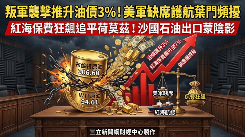 葉門叛軍「青年運動」(Houthi)近期對沙烏地阿拉伯發動多次飛彈攻擊,引發市場對石油供應受阻的擔憂,進一步推升國際油價上漲3%,攀升至一週新高。(圖/三立新聞網財經中心莊佳芳AI製圖)