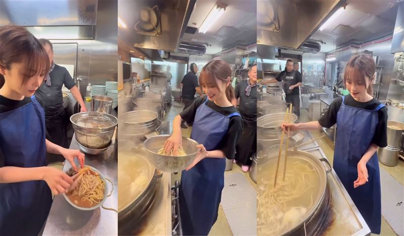 桃乃木香奈在沒有宣傳情況下,無預警現身公益賑災活動,更親自下廚煮拉麵。(組合圖/翻攝自IG @kana_momonogi)