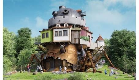 「吉卜力公園」在廣大的自然園區中,細膩重現吉卜力動畫的經典場景與建築。(圖/Booking.com提供)