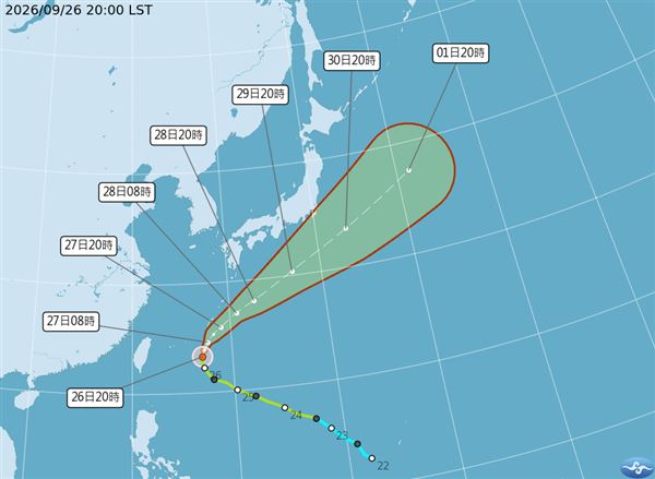 舒力基增強為中度颱風,持續朝日本南方海面移動。(圖/氣象署)