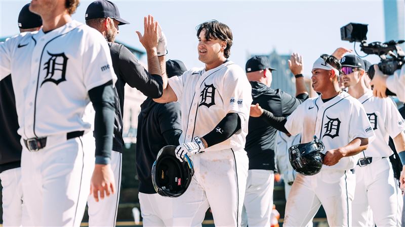 李灝宇在韋蘭德(Justin Verlander)生涯最終戰敲出雙安、4度上壘。(圖/翻攝自老虎推特)