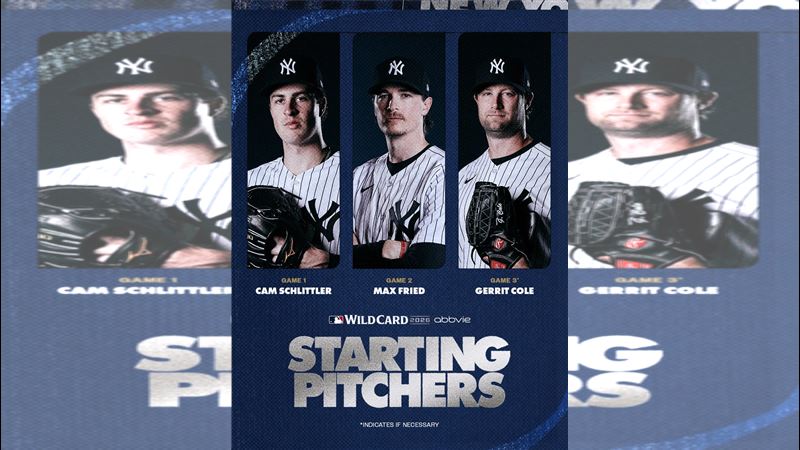 洋基外卡戰首戰推派史利特勒(Cam Schlittler)。(圖/翻攝自X平台@Yankees)
