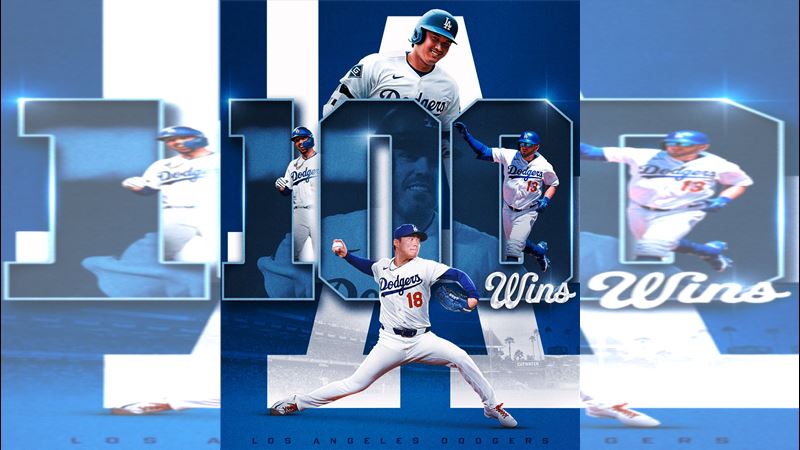 道奇本季第100勝在最後一天到手。(圖/翻攝自X平台 @MLB)